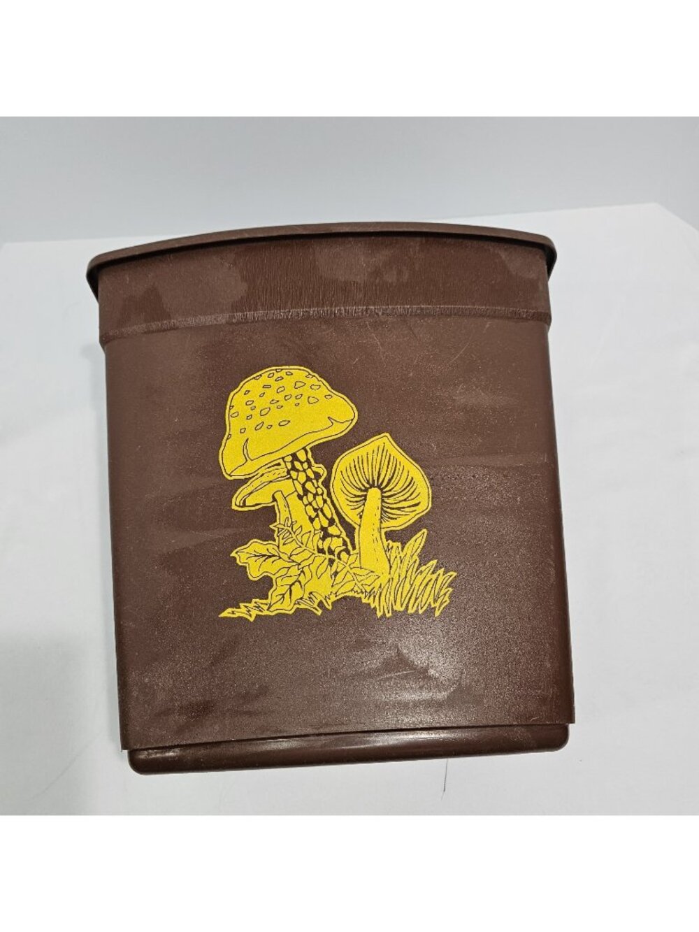 MCM Mushroom Trash Can Brown and Gold Vintage Waste Basket